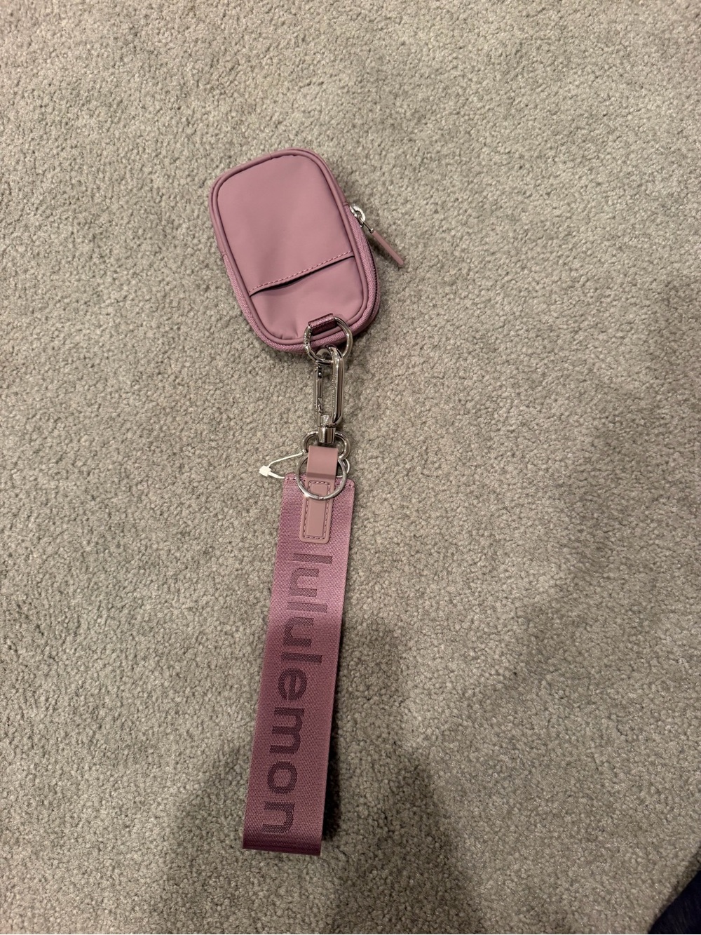 lululemon dusty mauve key pouch with wide strap
